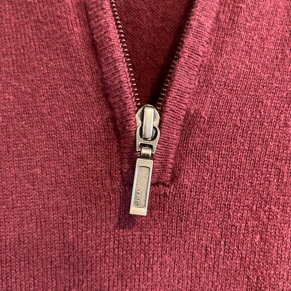 LL Bean Maroon Burgundy 1/4 Zip Cotton Cashmere Blend Preppy Sweater Size Lrage - Picture 10 of 16